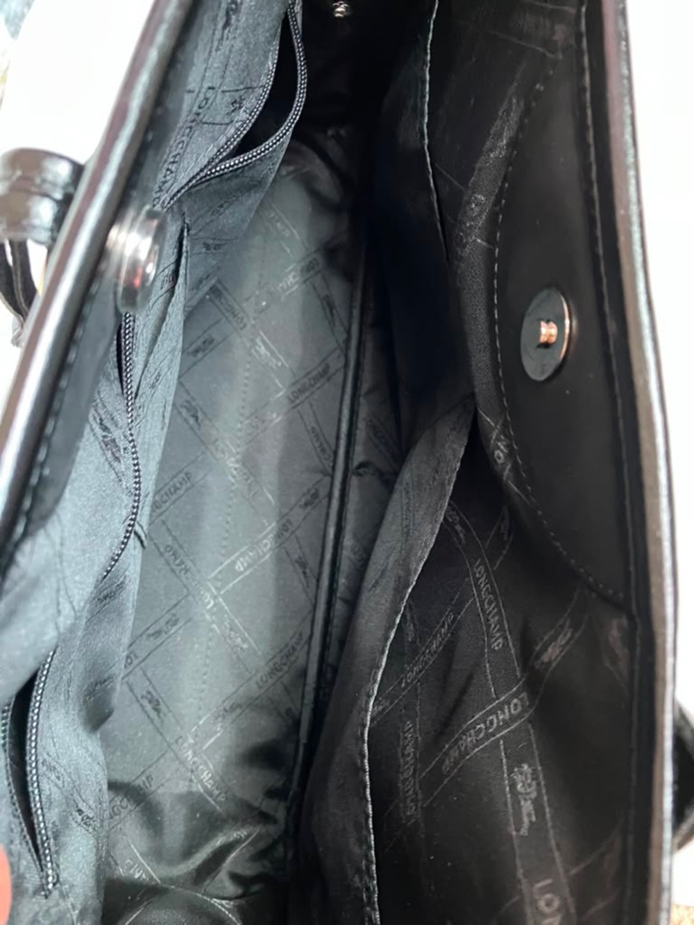 Longchamp Roseau Black Leather Tote Briefcase with Silver Accent - Picture 11 of 15